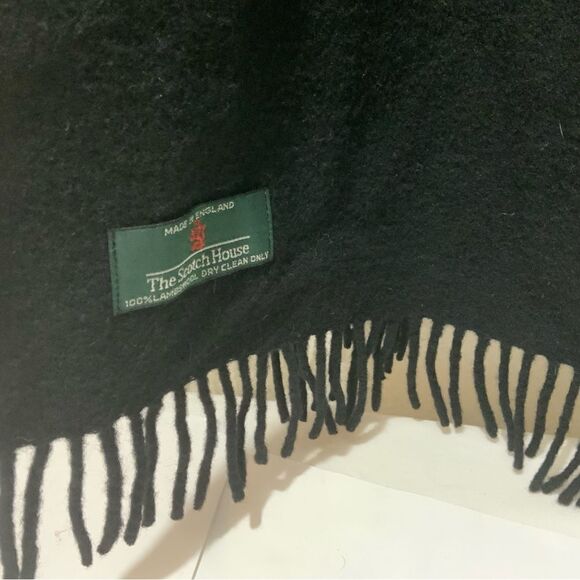 The Scotch House 100% Wool Lambswool black Scarf 12”x72” vintage - Picture 6 of 13
